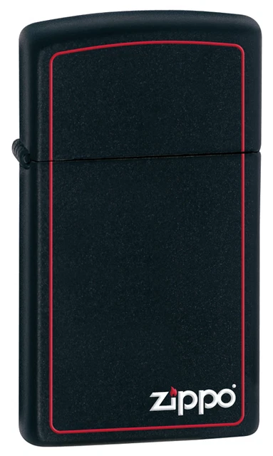 Zippo Windproof Slim Black Matte Lighter W/Zippo Logo & Border 1618ZB New In Box