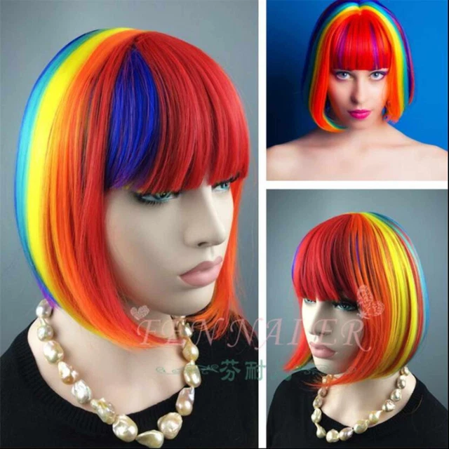 Colores Niña Bobo Cabello Corto Liso Golpe Limpio Cosplay Peluca Fiesta