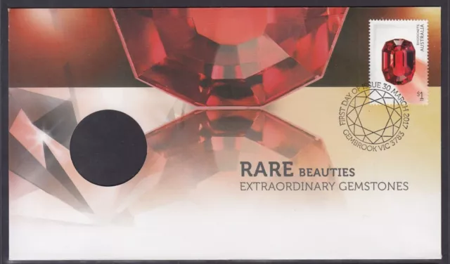 Australia 2017 Rare Beauties Gemstone $1 stamp, FDC / PNC without coin