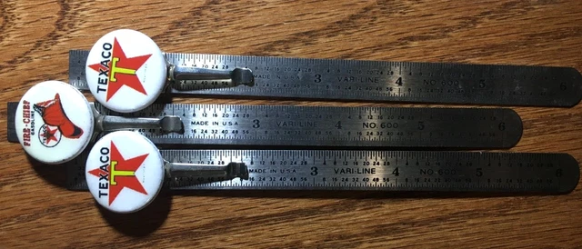 3  Texaco Gasoline  Upscaled Vintage Style Advertising Pocket Scale Rulers