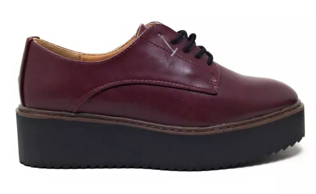 Madden Girl Womens Written Lace Up Oxford Shoes Burgundy Leather Size 6 M US