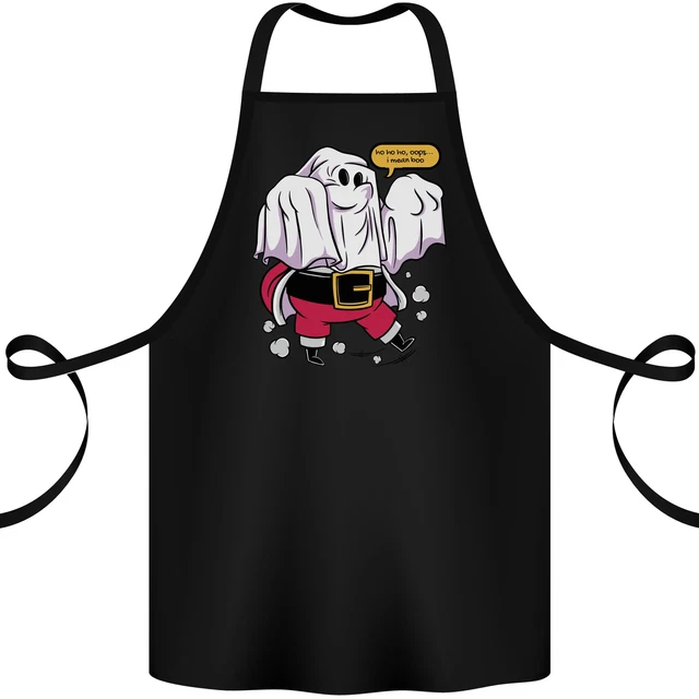 Funny Santa Ghost Christmas Halloween Cotton Apron 100% Organic
