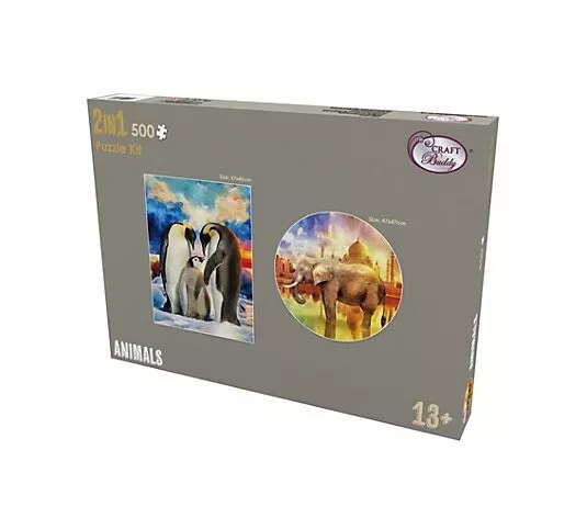 CRAFT BUDDY™ Puzzle-Set Elefant & Pinguine je 500 Teile