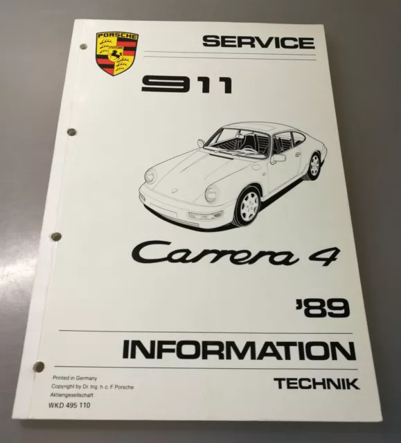 Porsche 911 Carrera 4  Service  Information  Technik 1989 Werkstatthandbuch