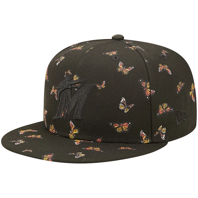 Men's New Era Black Miami Marlins Flutter 59FIFTY Fitted Hat