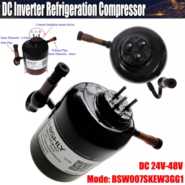 DC24V/36V/48V R134a Mini Brushless Refrigeration Inverter Compressor for Cooling
