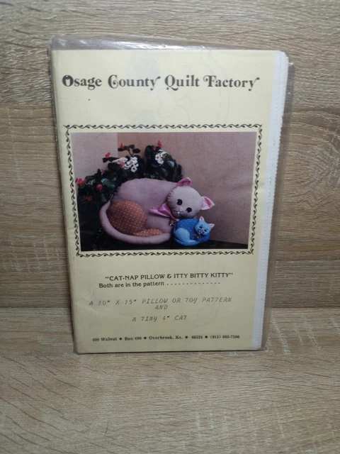Osage County Quilt Factory Cat-Nap Pillow & Itty Bitty Kitty Pattern New Uncut