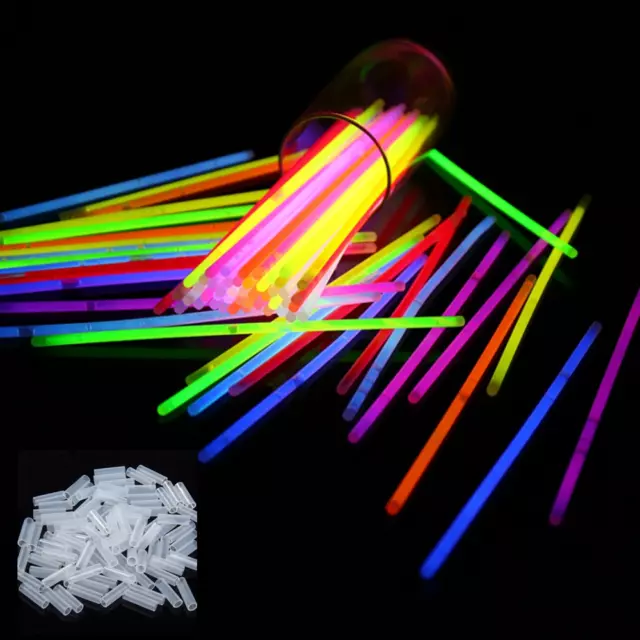 50/75/100 8" Glow Sticks Neon Colour Bracelets Party Necklaces With Connectors