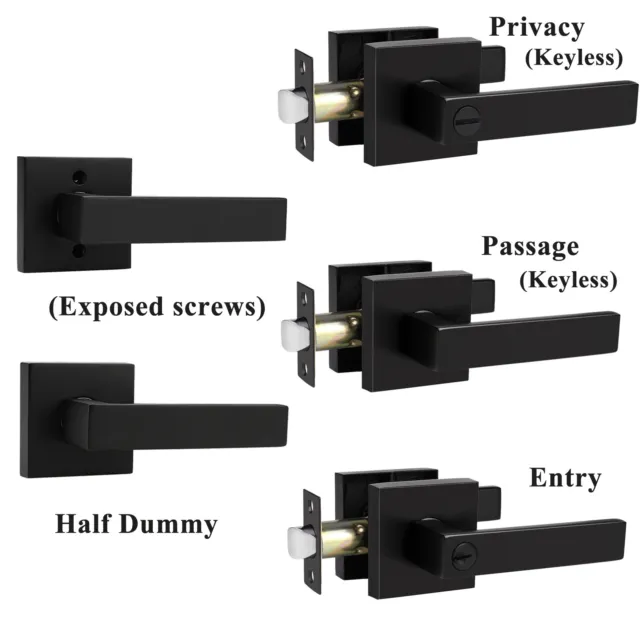 Probrico Privacy Passage Door Lever Black Interior Door Knobs Entry Locks Dummy
