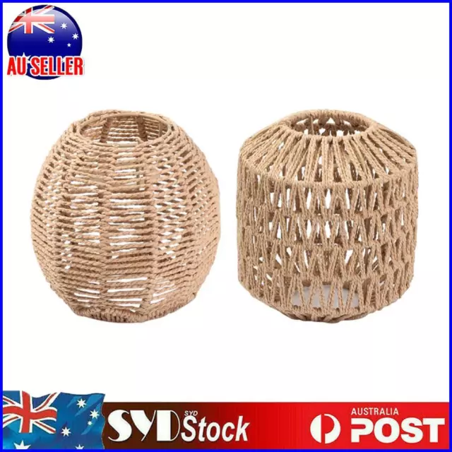 Simulated Rattan Ceiling Light Cover Rustic Handmade Woven Lamp Shade Home Decor