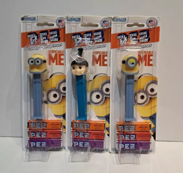 PEZ Despicable Me Dispenser Candy Set of 3 Sealed Minions Agnes Stuart Dave