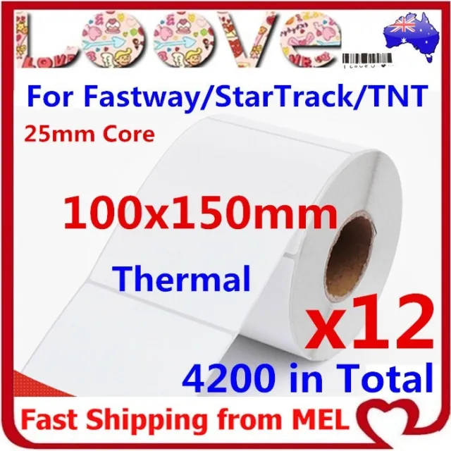 12x Thermal Direct Labels Roll 100 X 150mm Fastway EParcel Startrack Zebra SATO