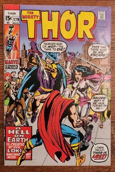 Thor #179 Marvel Comics 1970 "No More the Thunder God" Stan Lee & Jack Kirby-FN+