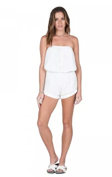 NWT WOMENS VOLCOM CACTUS FLOWER ROMPER $55 S white removable straps 3