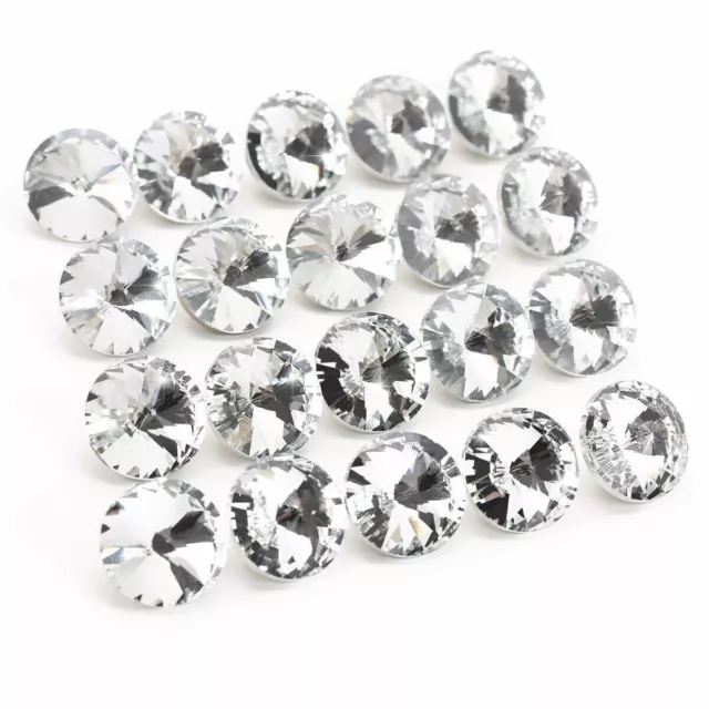 Diamante Crystal Glass Hoop Back Buttons 20mm Upholstery Headboard Sofa Chair