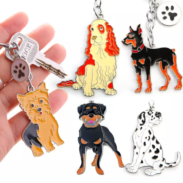 Enamel Dog Breed Keychain Paw Charm Keyring Key Chain Dalmatian Doberman Corgi