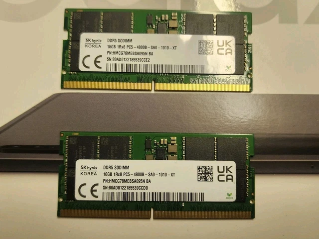 SK HYNIX 32GB 2x16GB DDR5 4800MHz SODIMM Laptop RAM 1Rx8 PC5-4800B-SA0 ...