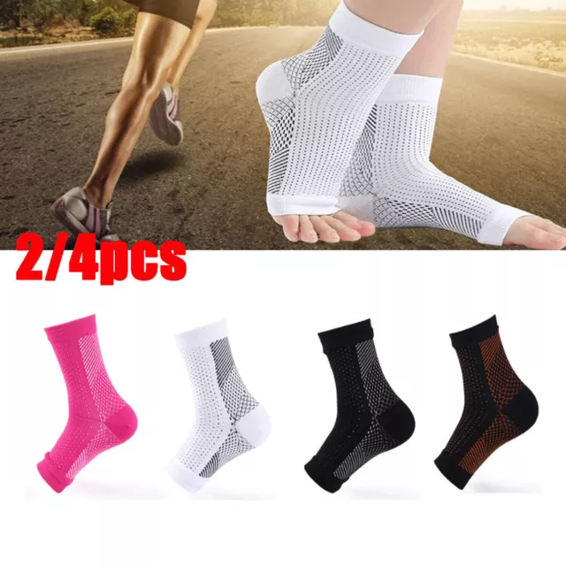 2/4Pairs Compression Sleeve Support Plantar Fasciitis Foot Pain Heel Ankle Socks