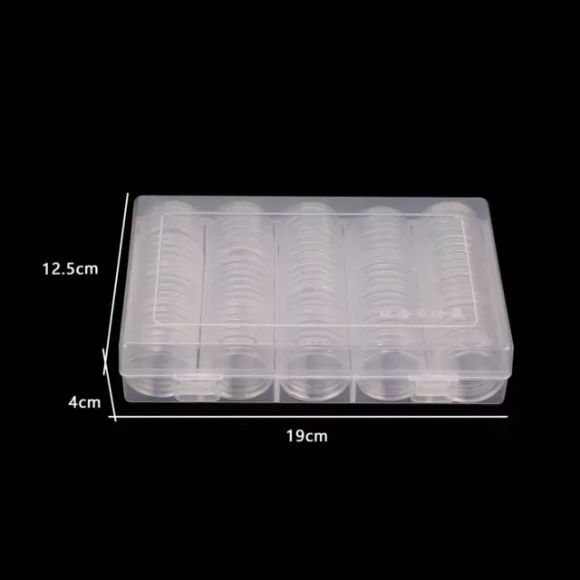 100PCS Coin Storage Box Case Capsules Holder Clear Plastic Round 20/25/27/30mm 3