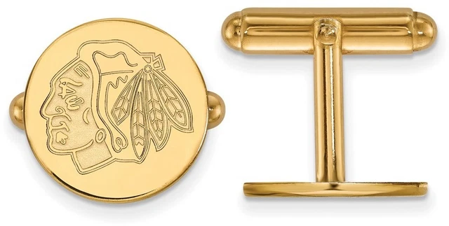 Gold Plated Sterling Silver NHL Chicago Blackhawks Cuff Links by LogoArt