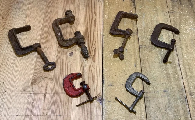 Vintage Antique Adjustable C Clamps Lot Of 6