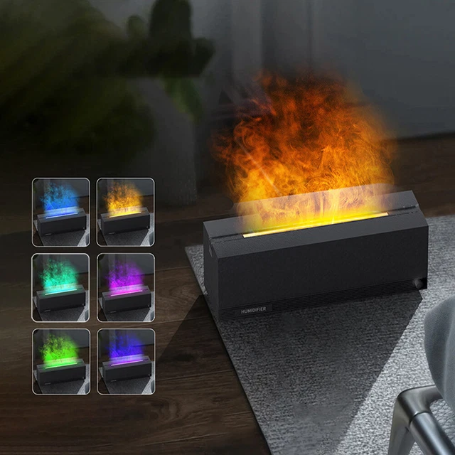 320ML Portable Air Humidifier Flame Essential Oil Diffuser (Black)