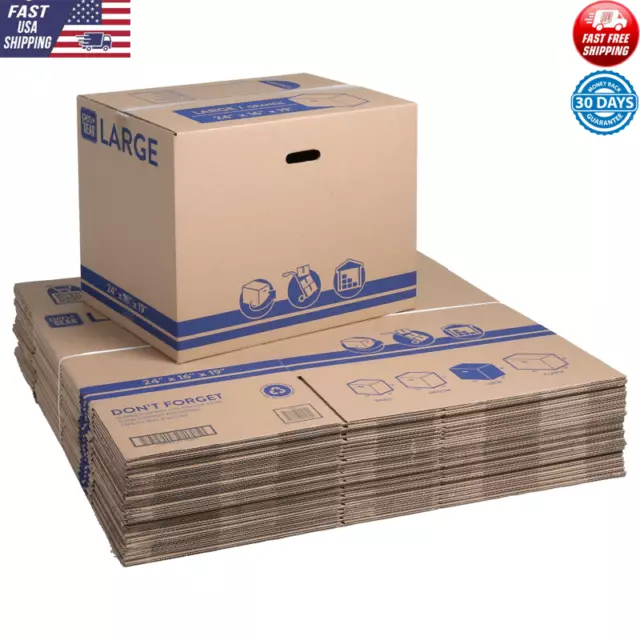 Large Recycled Moving Storage Boxes Durable 100% Recycled Stackable 25-Pack NEW