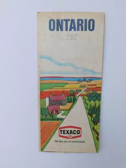Ontario Road Map Texaco Gas Service Station Advertising Travel 1975 Vintage