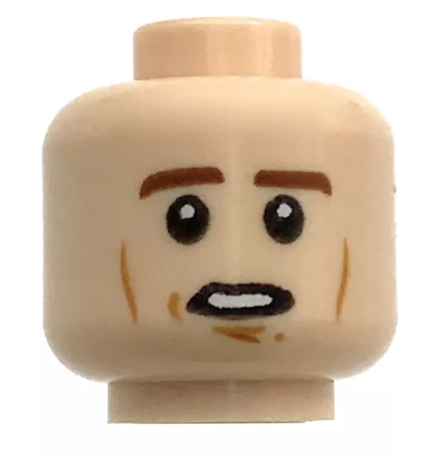 Lego New Light Flesh Minifigure Head Dual Sided Cheek Lines Sleepy Face