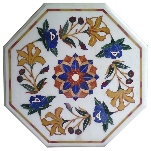 Marble Inlay Coffee Center Table Top, Handmade Table, Kitchen Table Dining Table