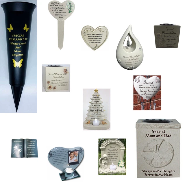 Memorial Heart Plaque Graveside Cemetery Stake, Plaque & Book Mum & Dad Memory