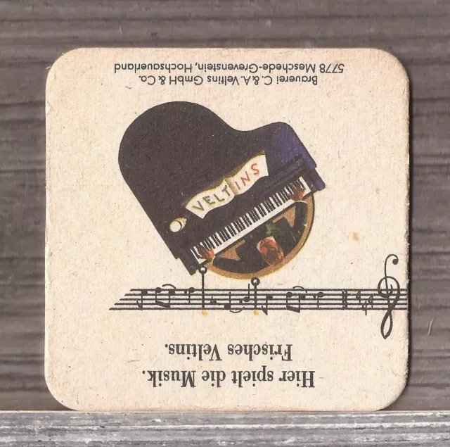 Vintage Veltins Brewery Piano Beer Coaster-Germany-S338