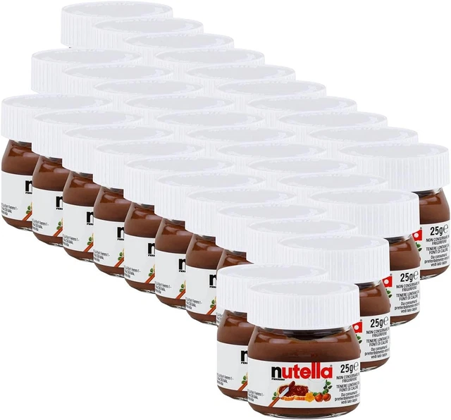 SET DI 32 Nutella Vetro Mini Piccola Piccolo Da 25 Gr Bomboniere Regalo EUR  28,37 - PicClick IT