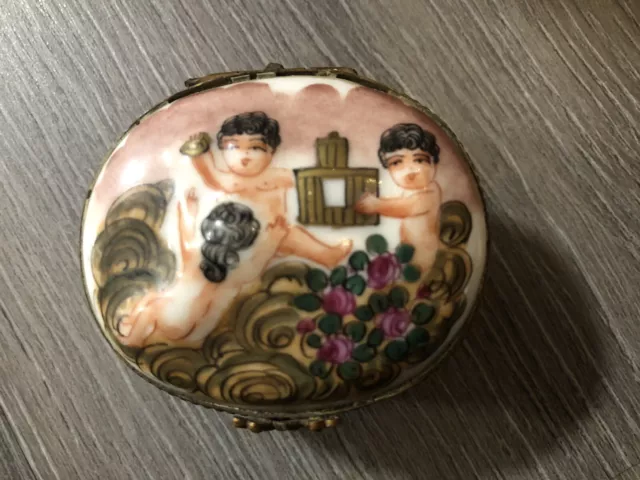 Antique Trinket Box Italian CapoDiMonti hand painted Ginori Jewelry 19th Century 2