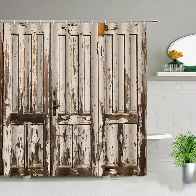 Rustic Shower Curtain Old Vintage Wooden Doors Shower Curtains for Bathroom