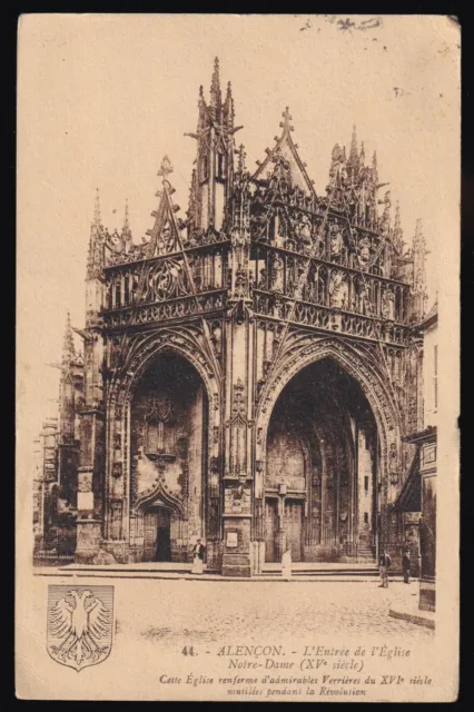 Alençon 61 Église Notre Dame CPA Écrite DUBOC rue des Néfliers Fourqueux en 1935