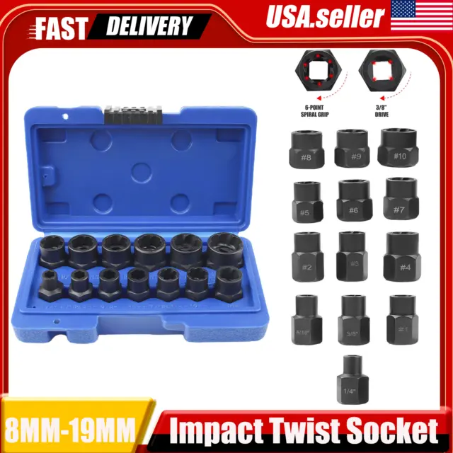 Impact Bolt Extractor Set Nut Remover Set Stripped Extraction Socket Tool J2I9