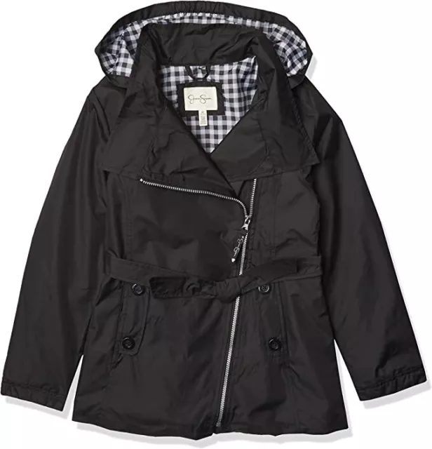 Jessica Simpson Girls' Black Gingham Pretty Trench Coat Size 4 5/6 6X