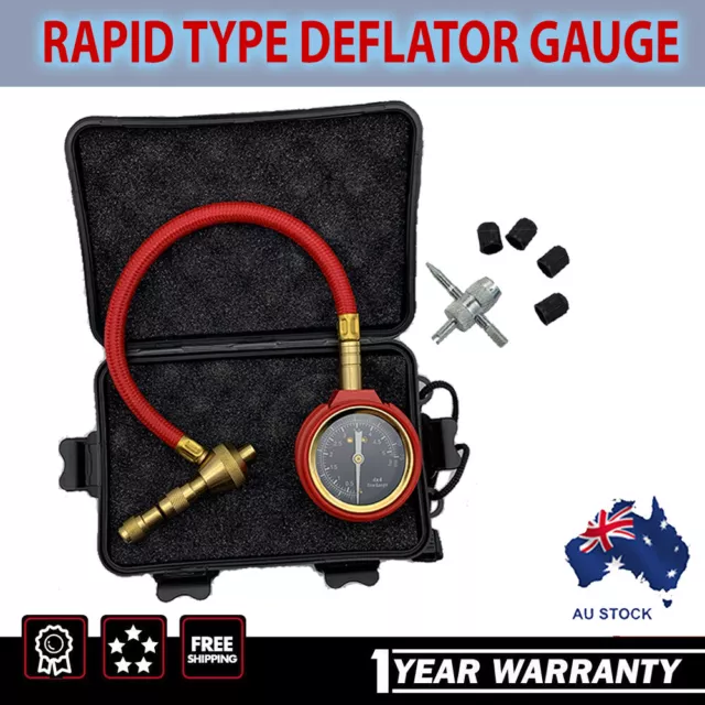 Rapid Tyre/Tire Deflator Air Deflators 4X4 4WD with Pressure Gauge Valve Tool