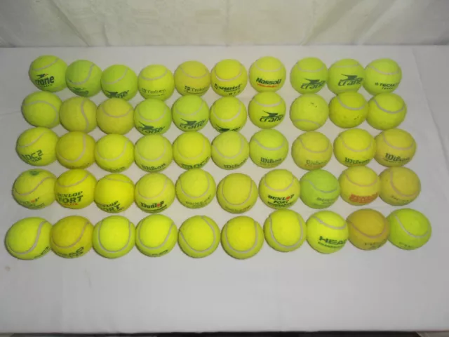 50 Gebrauchte Tennisbälle Von Verschiedenen Herstellern Im Firmenmix