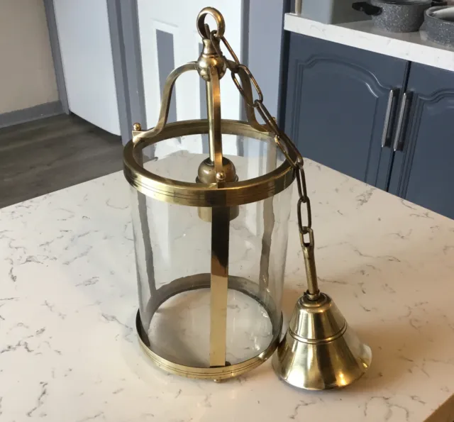 A LOVELY VINTAGE FRENCH SOLID BRASS HALL LANTERN / CHANDELIER, 1950’s.