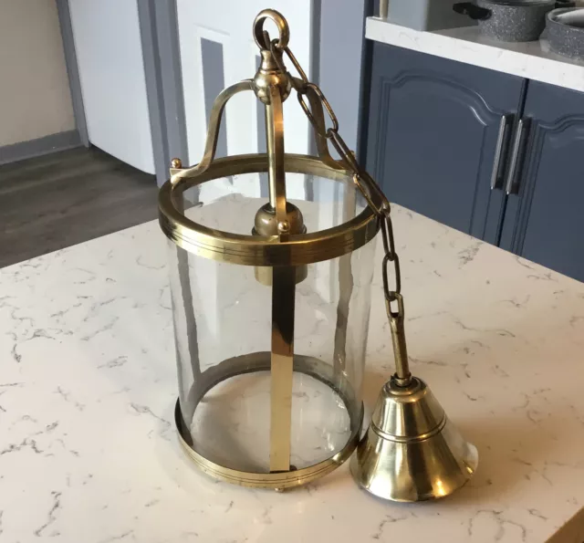 A LOVELY VINTAGE FRENCH SOLID BRASS HALL LANTERN / CHANDELIER, 1950’s.