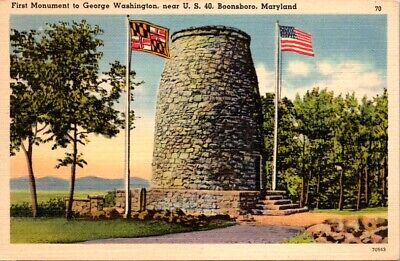 Vintage Postcard Memorial Monument George Washington Boonsboro Maryland MD  T116
