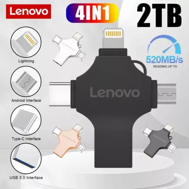 1TB 2TB 256G 4 in1 Type-c USB Flash Drive Memory Stick For iPhone Android PC