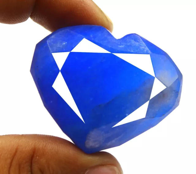 242.00Ct/42mmx35mm Certifié Saphir Naturel Bleu Gemme Forme Coeur ST1042