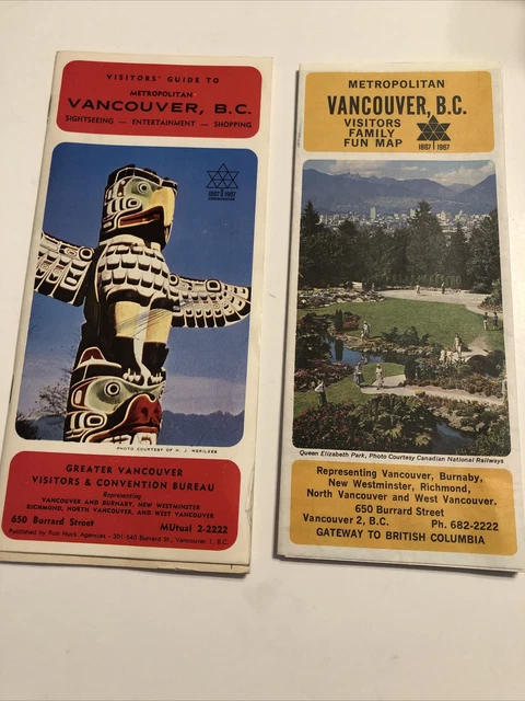 Vancouver B.C. 2 brochures Visitors Fun Map Sightseeing Entertainment Travel