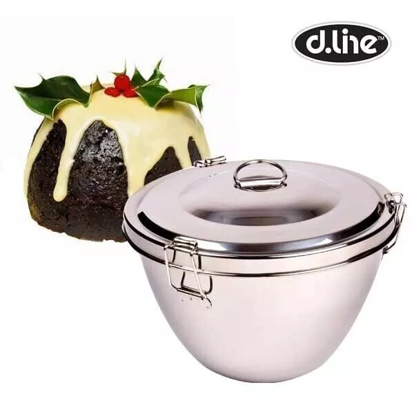 New D-Line Stainless Steel Pudding Steamer Christmas Xmas Fruit Cake 2.0 L