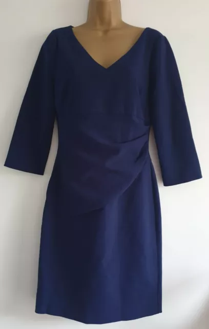 Diane Von Furstenberg Dvf Bevin 3/4 Length Sleeves Navy Blue Shift Dress Size 8