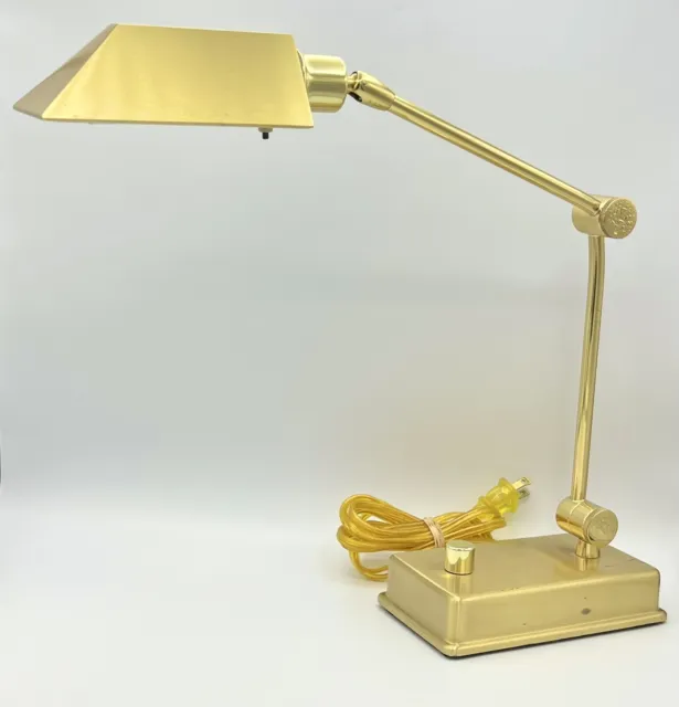 Vintage Holtkotter Leuchten Art Deco Brass Swing Arm Halogen Piano Desk Lamp MCM