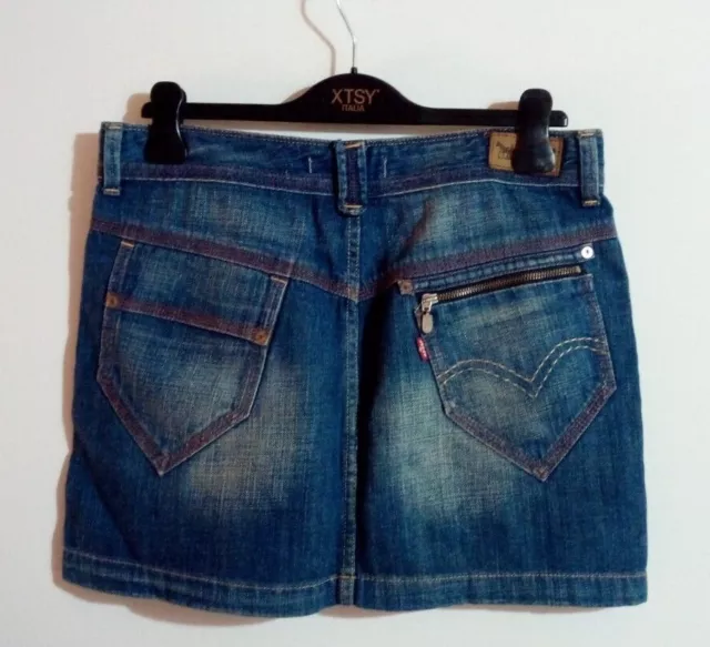 Gonna Jeans Levi's "Bobby Anne" Large Donna Cotone Blu Denim Skirt Taglia L 3
